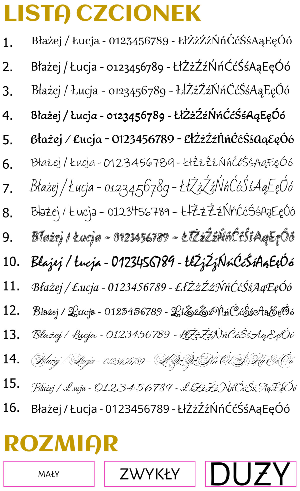 Lista czcionek
