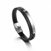 Bransoletka dwurzemykowa męska z grawerem, Monte Carlo, Black/Silver
