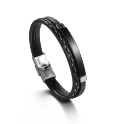Bransoletka dwurzemykowa męska z grawerem, Monte Carlo, Black/Black Bransoletka dwurzemykowa męska z grawerem, Monte Carlo, Black/Black