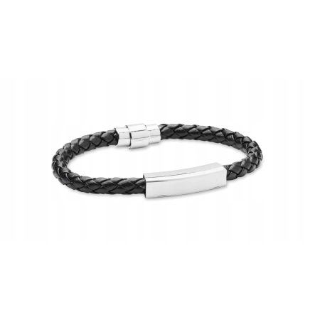 Bransoletka skórzana pleciona damska z grawerem - Lucca